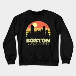 Boston Massachusetts Vintage Sunset Crewneck Sweatshirt